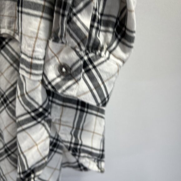 J Jill Women's Tunic Top 2X Black White Plaid Mixed Prints Long Sleeve Button - Picture 5 of 9